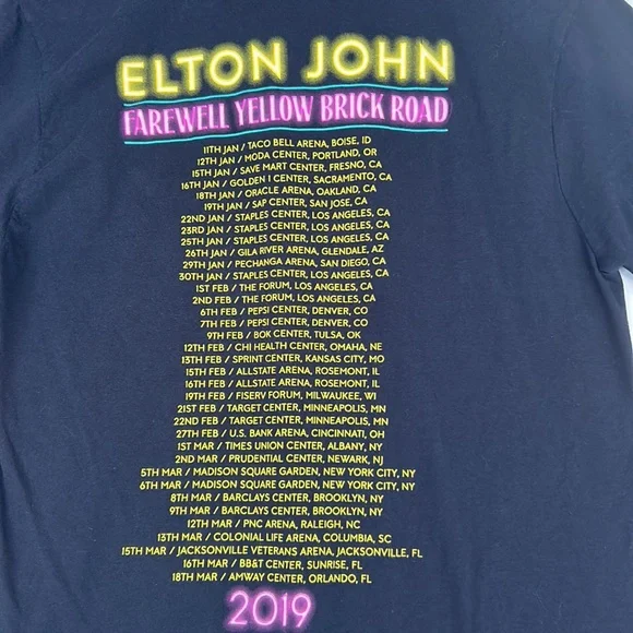 🌼3 for $15🌼 Elton John Neon Tour Shirt 2019 Farewell Yellow Brick Road - Picture 5 of 7